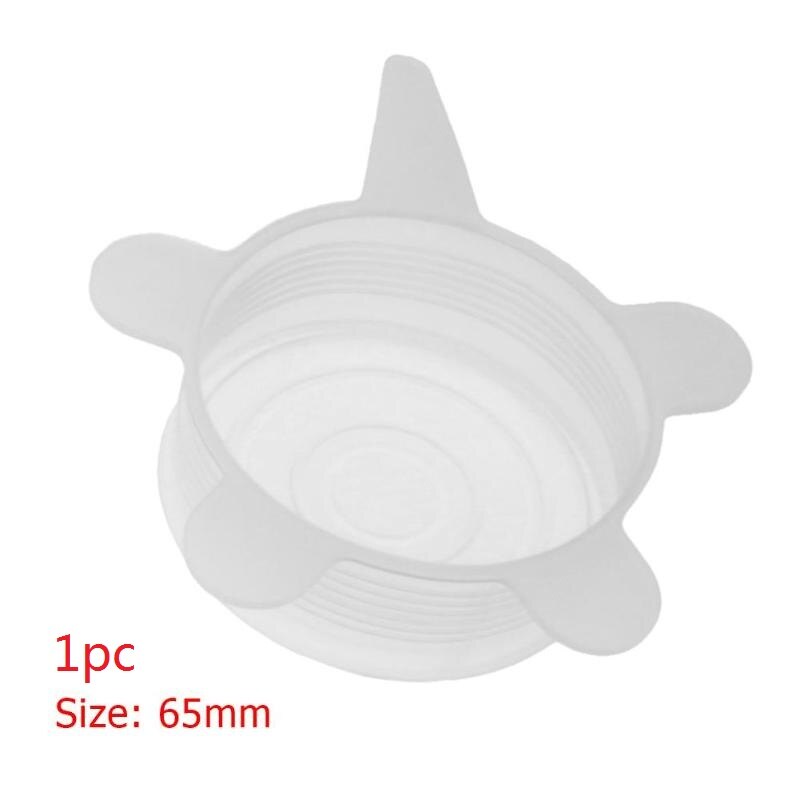 1-6 Pcs/Set Reusable Silicone Food Wrap Stretch Vacuum Seal Cover Saran Wrap Kitchen Organization Food Fresh Keeping Sealed lids: 1pc White 6.5cm