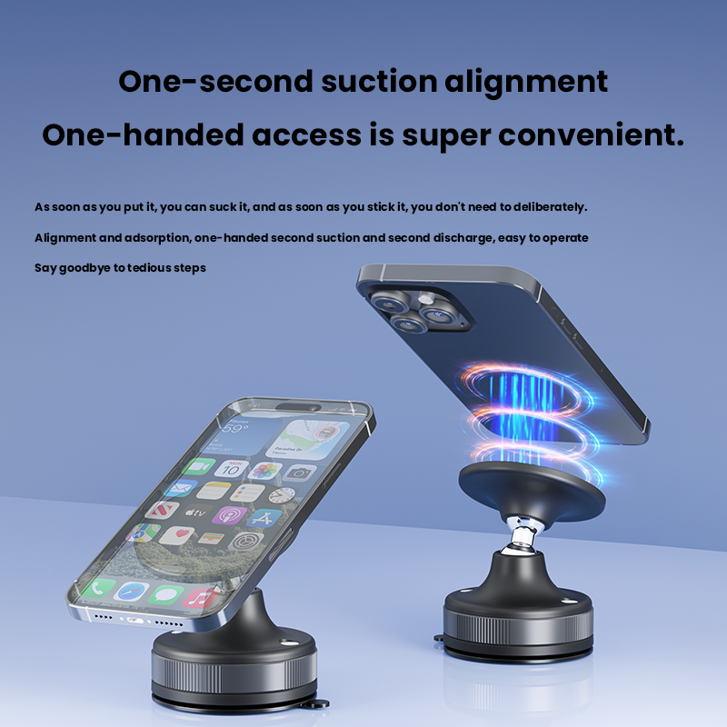 Ventouse sous vide pour support de téléphone de voiture, rotation à 2025 °, support de smartphone magnétique N52, support de bain pour iPhone 16, 15, 14, , 360