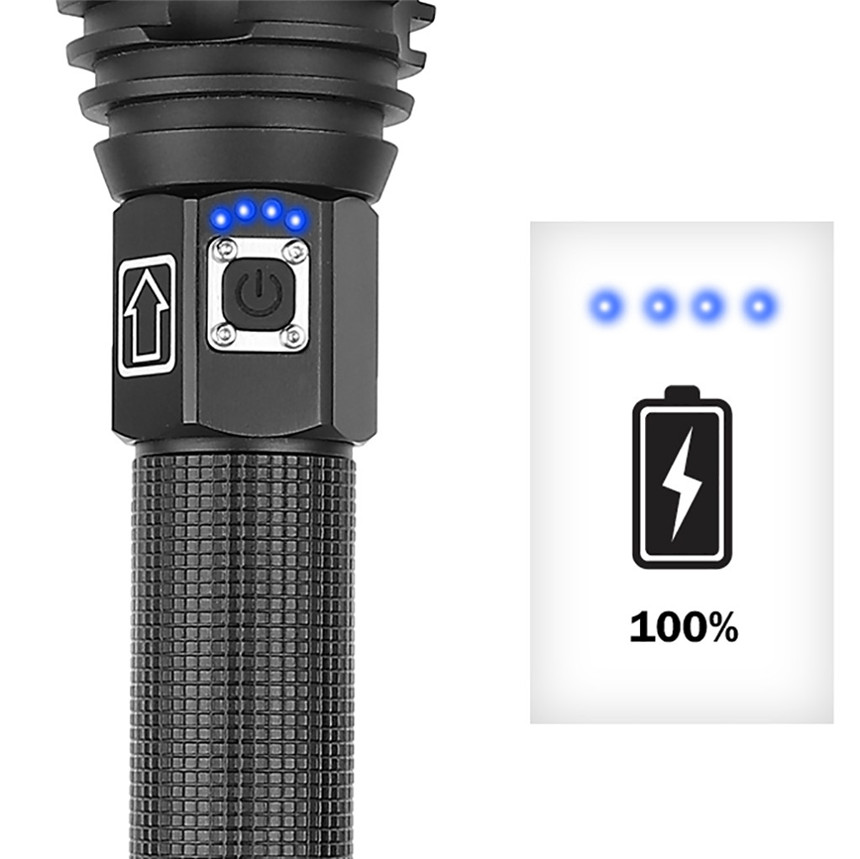 Aluminum Alloy XHP90 Powerful Led Flashlight USB Charging Power Display 2500LM Outdoor Night Flashlight