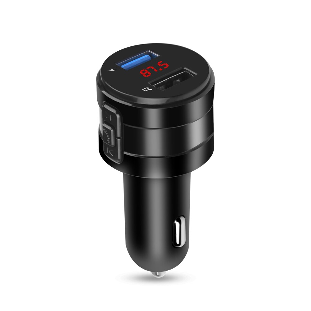 Transmisor de FM cargador de coche Bluetooth 3.1A puertos USB duales manos libres cargador de Auto Bluetooth 4,2 receptor de Audio inalámbrico: Black