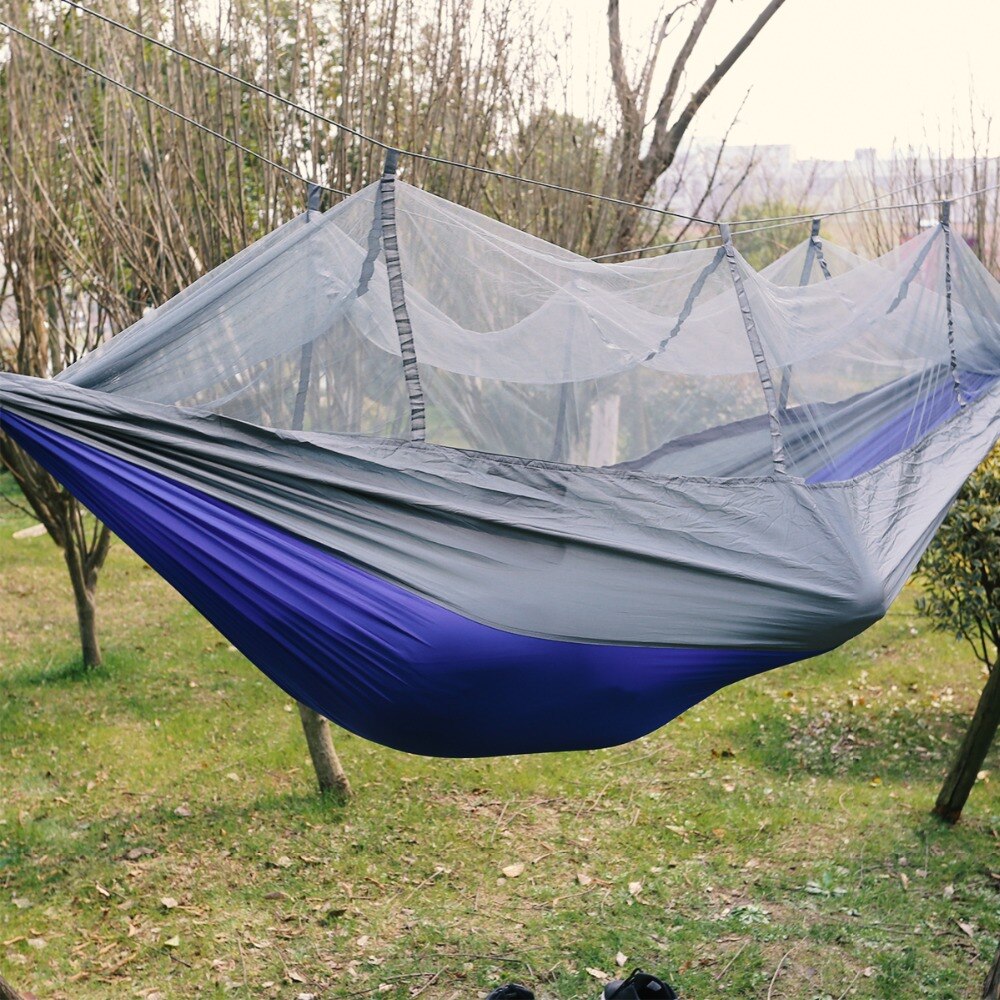 1-2 Person 260*140cm Camping Hammock Outdoor Mosquito Bug Net Portable Parachute Nylon Hammock for Sleeping Travel Hiking