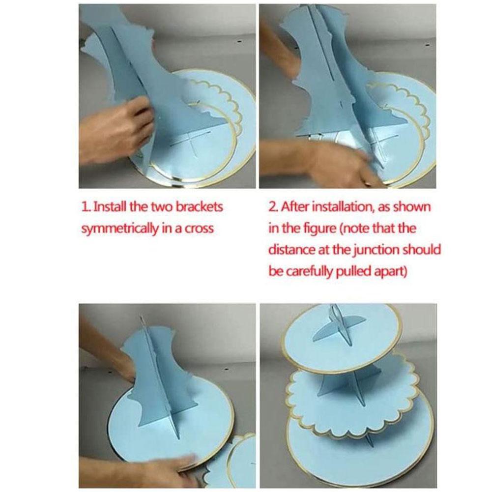 Support de gâteau en carton pour cupcake, objet décoratif à trois étages pour soutenir votre pâtisserie, parfait pour un mariage, anniversaire, une fête prénatale et une soirée