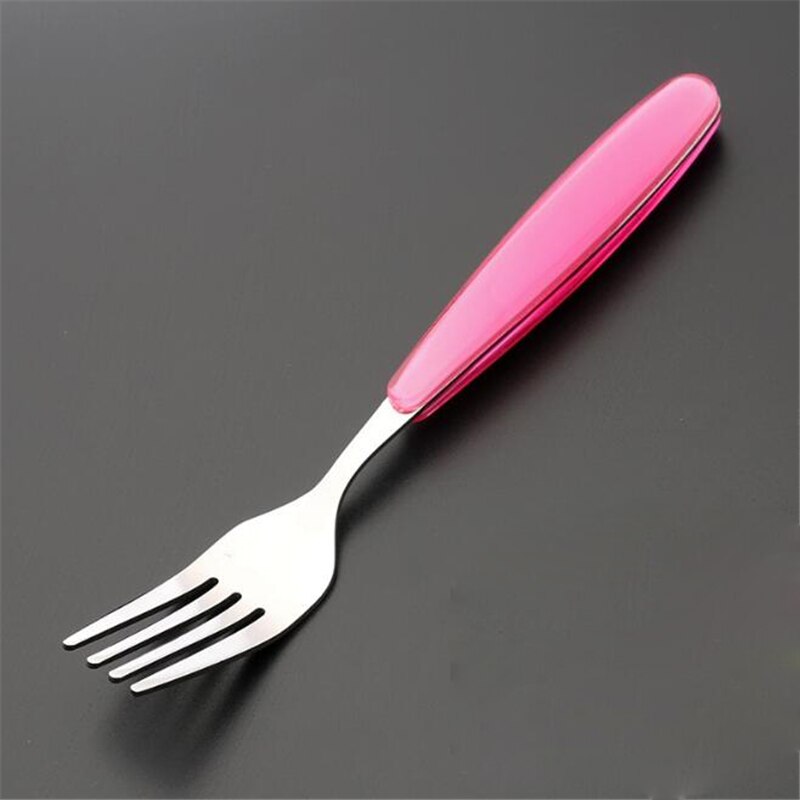 Baby Gadgets Tableware Set Children Utensil Stainless Steel Toddler Dinnerware Cutlery Cartoon Infant Food Feeding Spoon Fork: Pink Fork