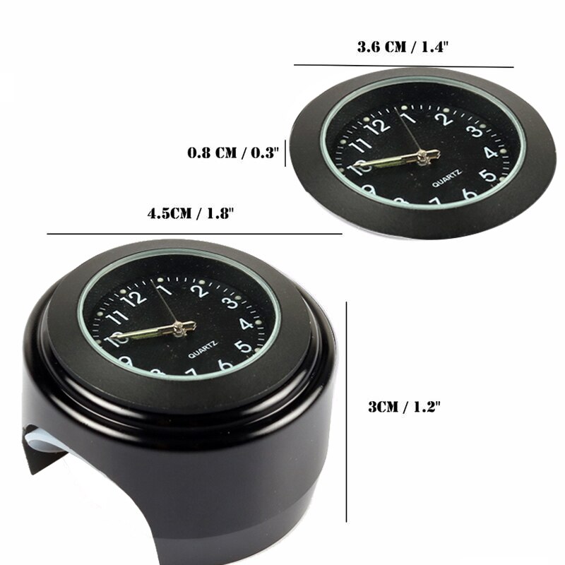 Motorcycle Quartz Clock 7/8" Waterproof Chrome Bike Handlebar Mount Watch Aluminum Luminous Clock Universal Moto Accessori Bla