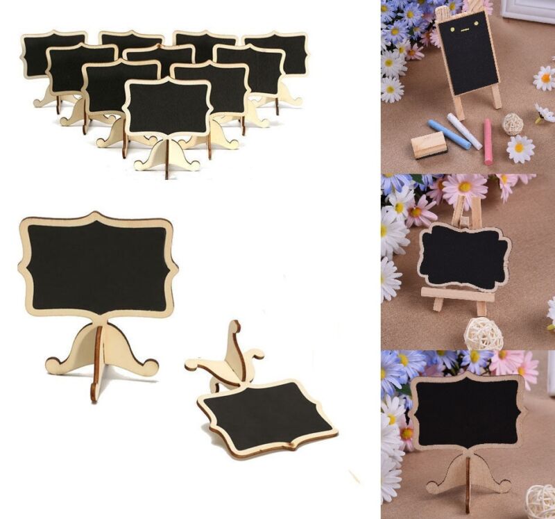 Trendy 10Pcs Mini Houten Kantoor Schoolbord Schoolbord Bericht Tafel Nummer Wedding Party Decor Labels Houder Clip
