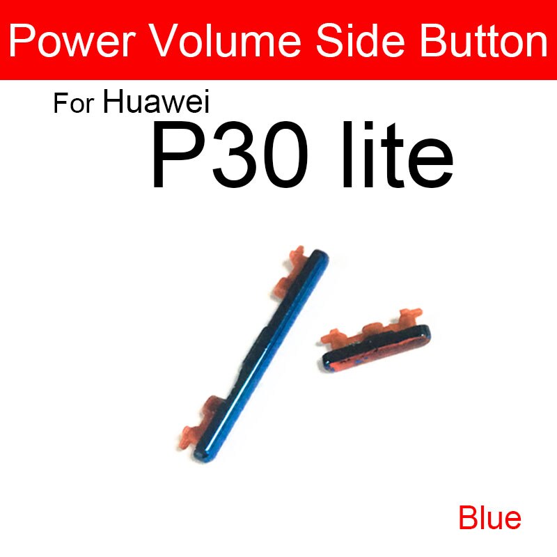 Strömvolymknapp flex bandkabel för huawei  p10 lite  p20 p30 pro upp och ner ljudkontrollknapp reservdelar reparationsdelar: Blå  p30 lite