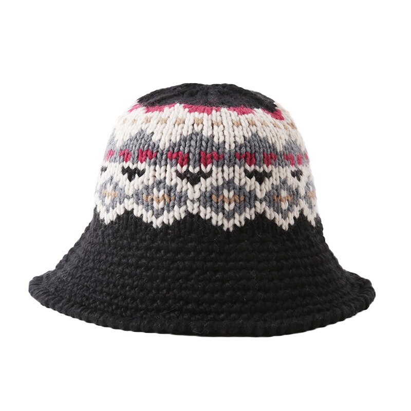 Autumn Winter Knitted Bucket Hats Female Bucket Hat for Women Girl Thickened Soft Warm Fishing Cap Outdoor Lady