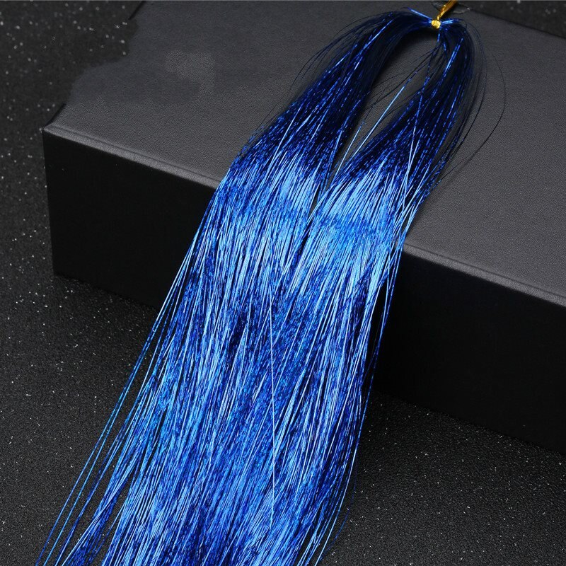 Extensions de cheveux scintillants holographiques pour femme, 200 mèches, 90cm, style Hippie: Dark Blue