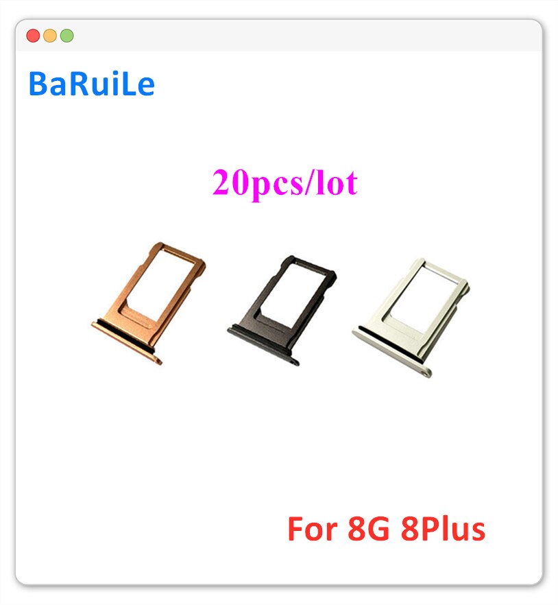 BaRuiLe-bandeja de tarjeta SIM para iPhone 8 Plus X 8 P, soporte de tarjeta SIM, adaptador de lector de ranura, piezas de repuesto, 20 Uds.