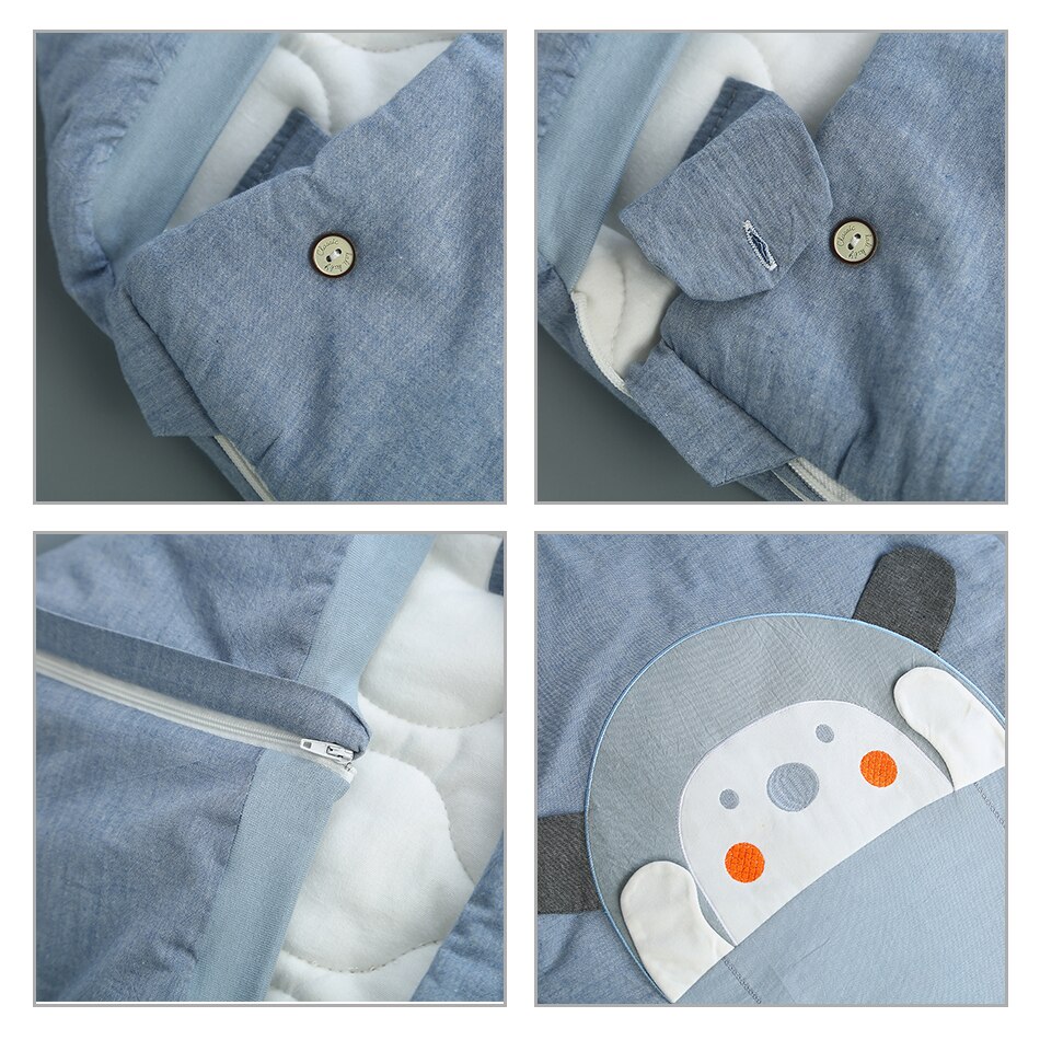 Baby Slaapzak Envelop Voor Ontlading Babyslaapzak Geïntegreerde Winter Dikkere Cartoon Katoen Anti-Kick Baby Deken
