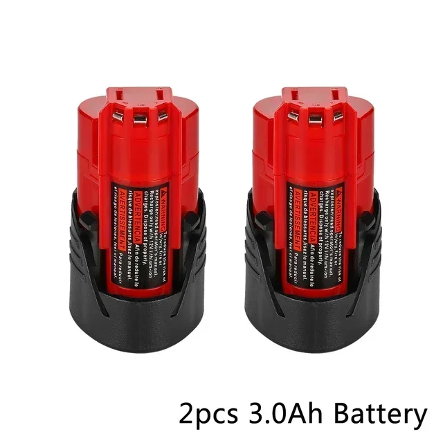 2025 para batería Milwaukee 12V M12 3Ah Compatible con batería de herramientas Milwaukee M12 XC 48-11-2410 48-11-2420 48-11-2411: Negro