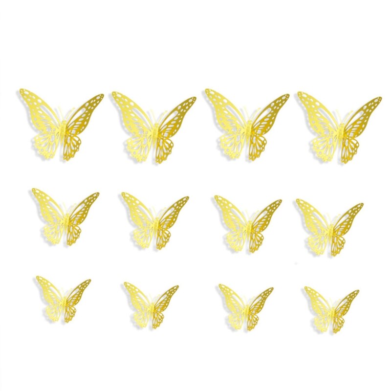 Autocollants muraux papillon 3D creux, 12 pièces, décoration de la maison, pour chambre d'enfants, pour chambre de filles: 15