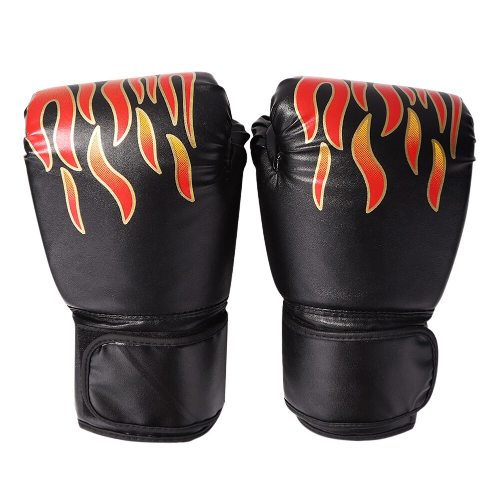 2Pcs Bokshandschoenen Voor Kinderen Volwassen Universele Professionele Vlam Mesh Ademend Pu Leer Vlam Mma Sanda Boxing Training Handschoen: Black