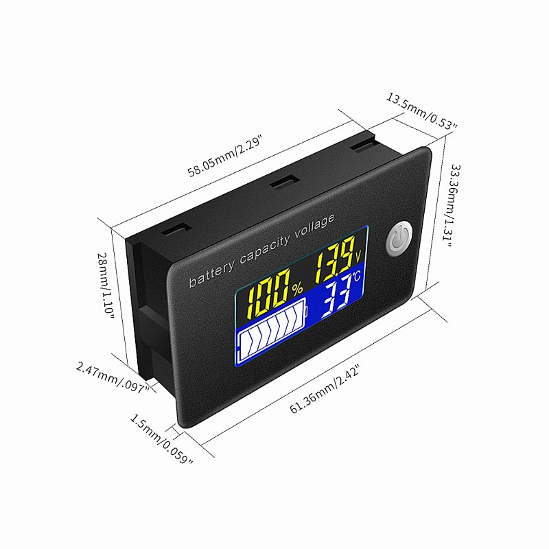 JS-C35 3S 4S 5S 7S 10S 13S Battery Capacity Indicator 12V 36V 48V 72V Display LCD Voltmeter Temperature Meter Power level Tester