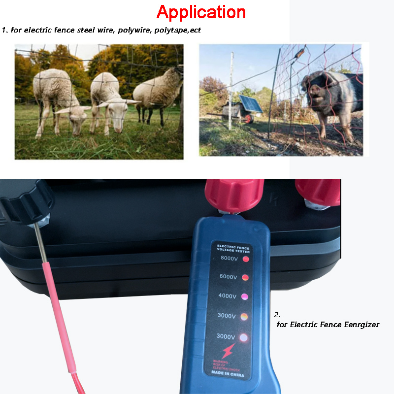 Elektrozaun-Spannungsprüfer für Nutztiere, Garten, Schafe, Pferd, 3000 V-8000 V, LED-Erkennung von Elektrozaun, Fehlerfinder, Voltmeter