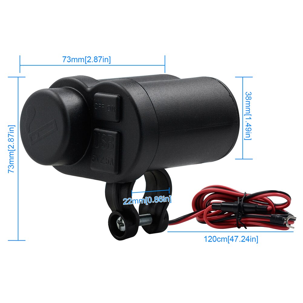 Motorcycle Dual USB Ports Lighter Socket Quick Phone Charger Adapter Motorbike Charger