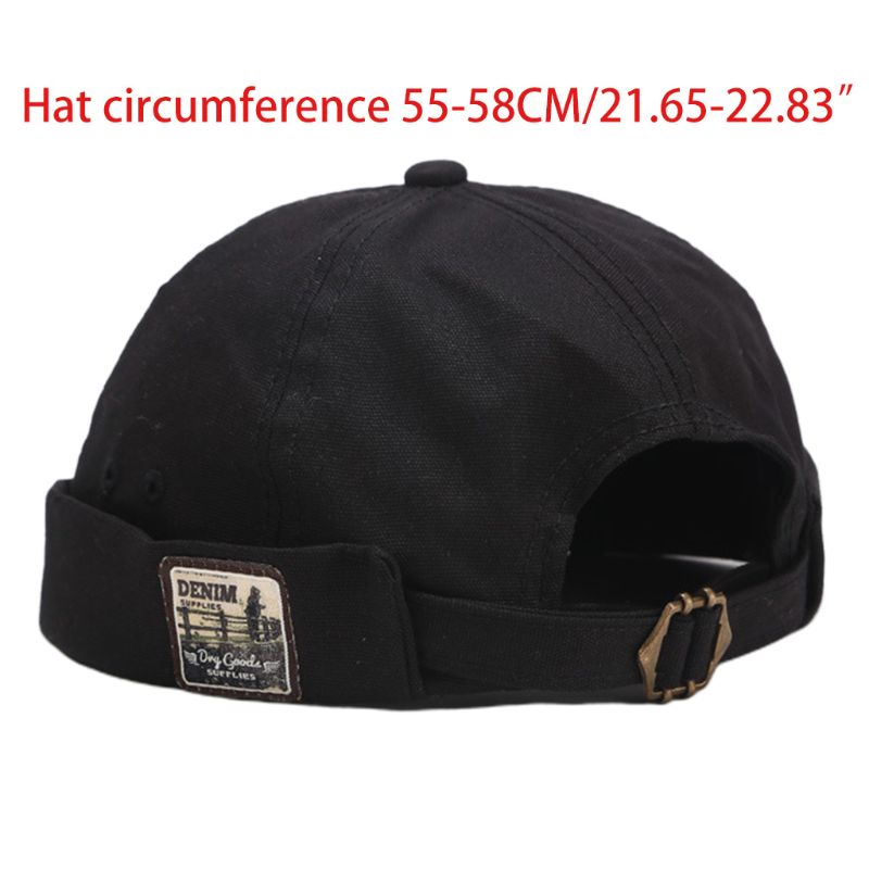 Unisex vintage brimless beanie hat broderi patch hip hop udlejer sømand cap