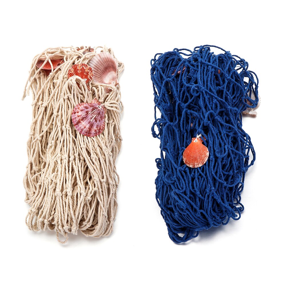 1Pc Boho Stijl Opknoping Nautische Visnet Schelpen Seaside Katoenen Draad Visnet Home Decor Party Ornement Ambachten