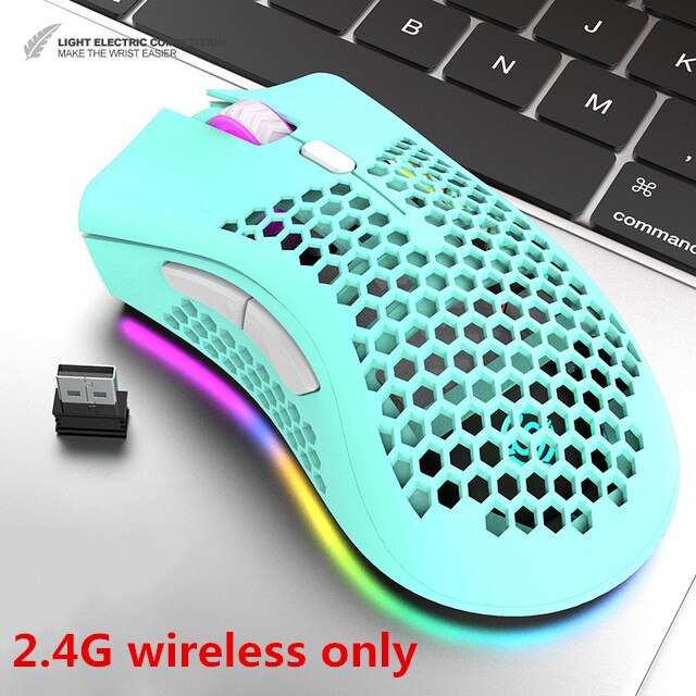 2.4g kabellose gaming-mäuse, wiederaufladbar, usb, rgb-beleuchtung, wabenstruktur, geeignet für desktop-pcs, notebooks und laptops.: 2.4g blau