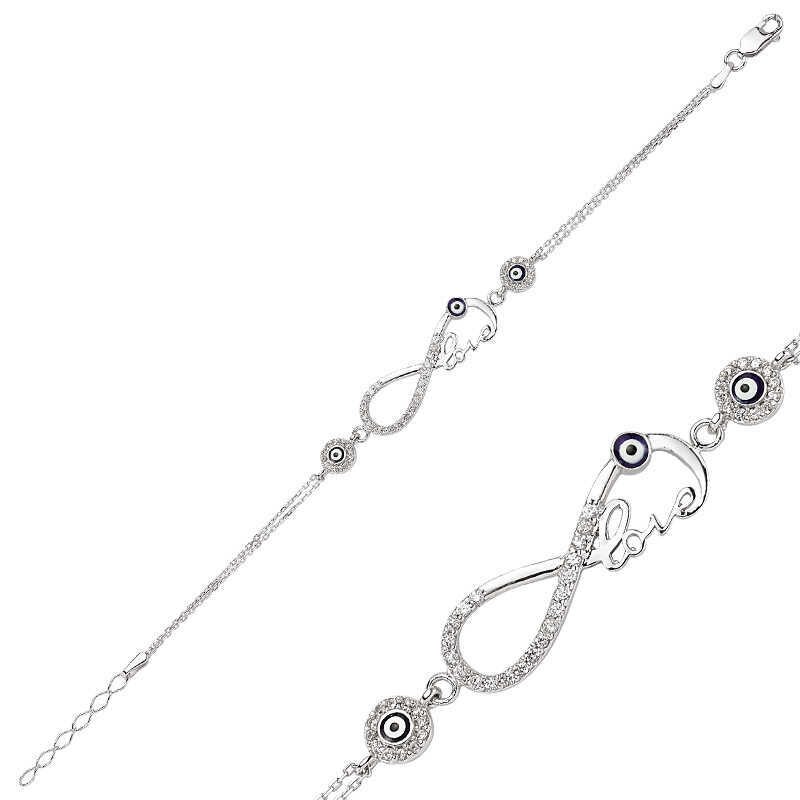 KUTAYDAN 925 Sterling Silber Unendlichkeit Liebe Frauen Armband