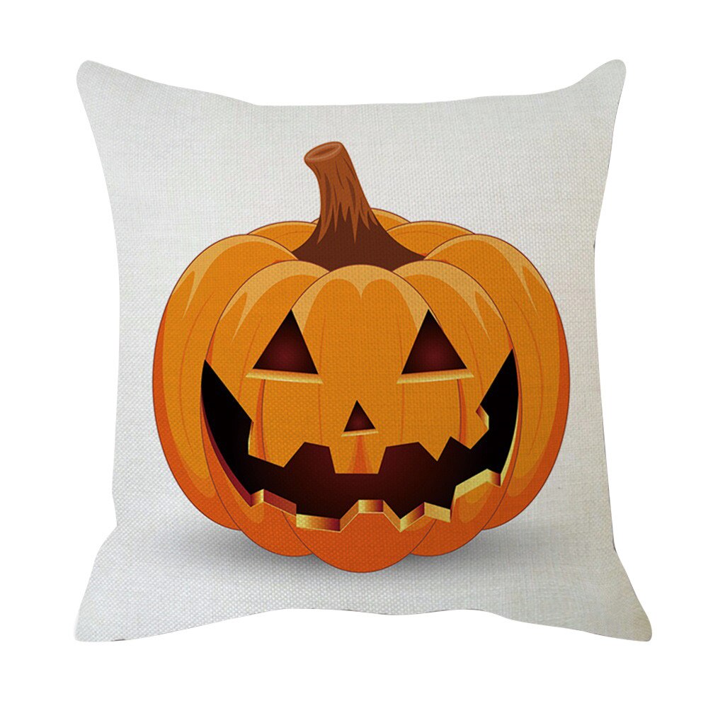 Halloween Pompoen Uitdrukking Afdrukken Katoen Zachte Linnen Wit Sierkussen Case Kussenhoes Thuis Woonkamer Sofa Decoratie: E