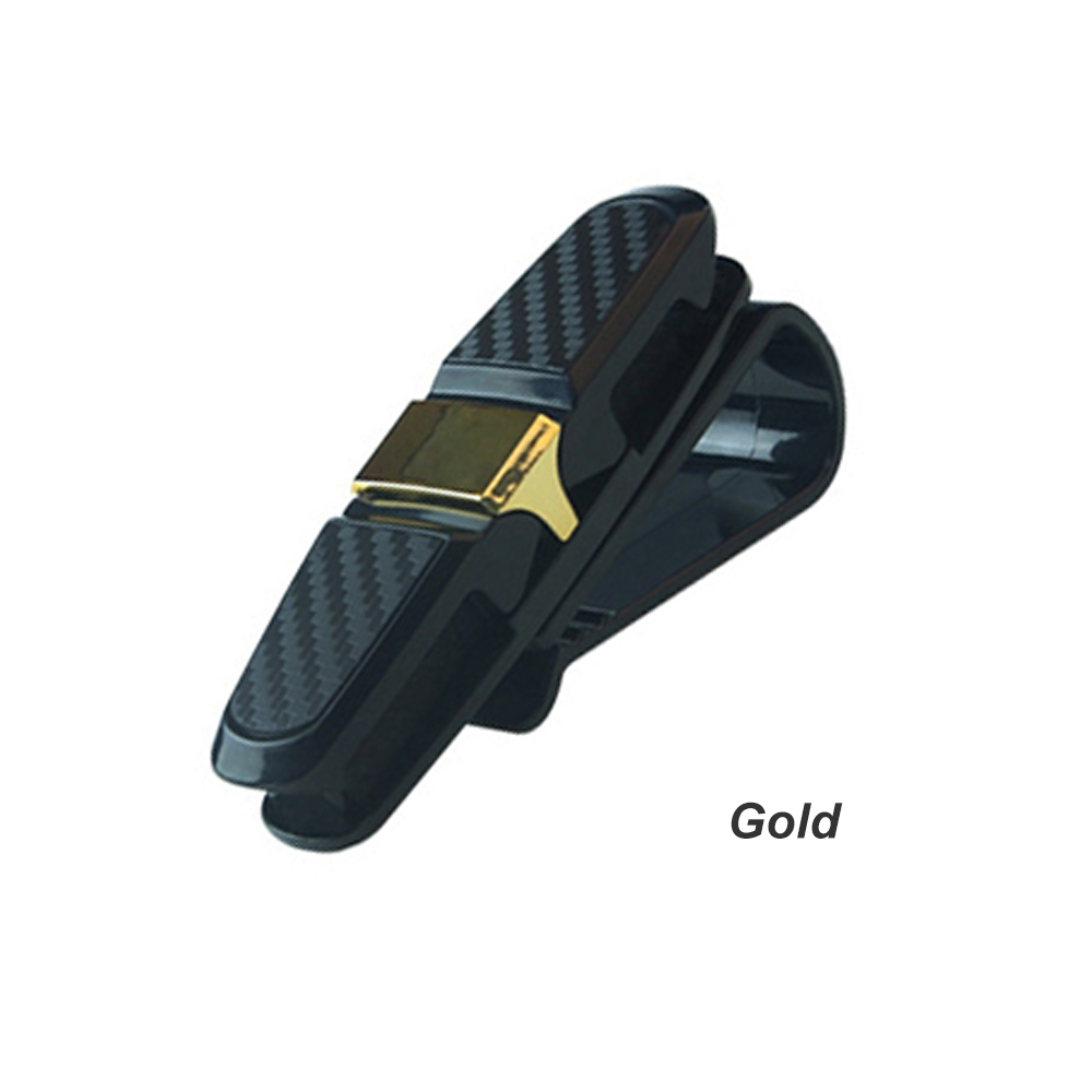 Auto Sonnenblende Brille Halfter 180 Grad Drehung Karte Fahrkarte Halfter Verschluss Universal- Auto Kohlenstoff suchen Sonnenbrille Clip: gold