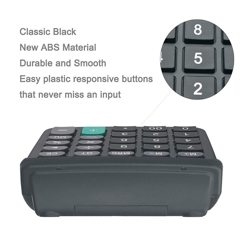 Calculators, 12-Digit Dual Power Handheld Desktop Calculator with Large LCD Display Big Sensitive Button (Black, Pack of 5)