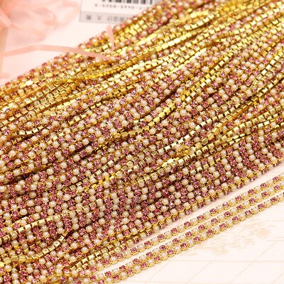 1yard12 kleur Parel klauw ketting 2mm water boor parel klauw ketting parel ketting kledingstuk naaien DIY craft kleding accessoires