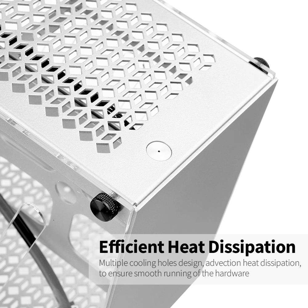 Draagbare Kleine Computer Case Aluminium Shell Ondersteuning Mini-Itx Motherborad 300Mm Grafische Kaart 63Mm Hoogte Cpu Radiator zilver