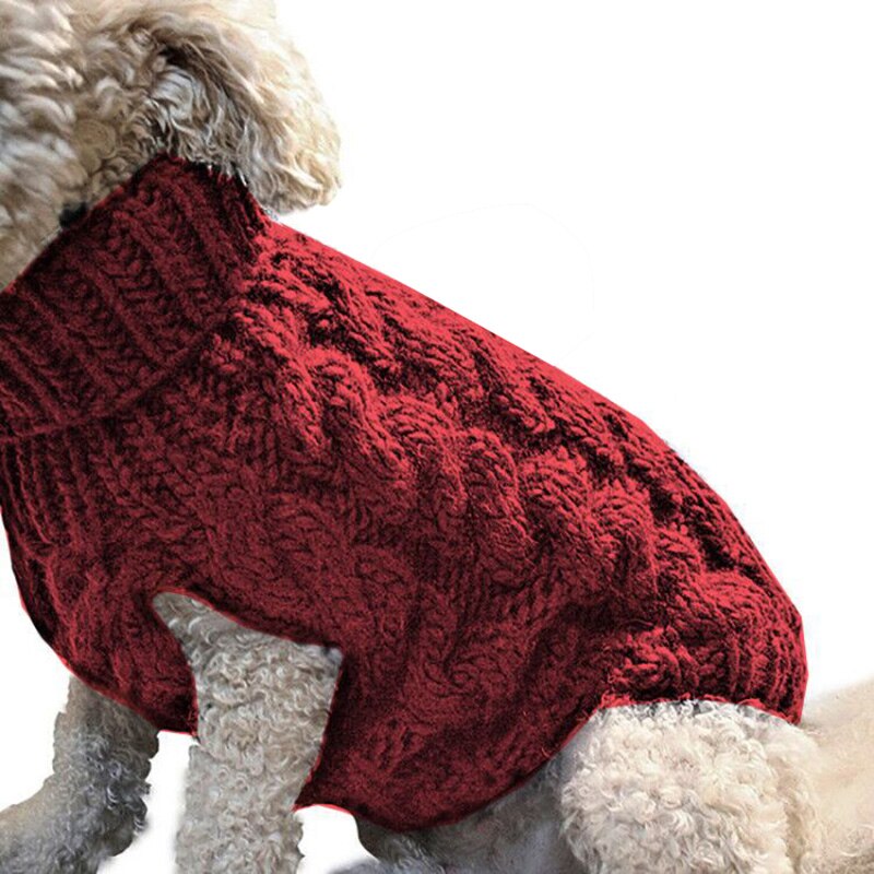 Small Dog Knit Jackets Sweater Pet Cats Puppy Coat Clothes Warm Costume Apparel Pet Sweater H99F: Red / M