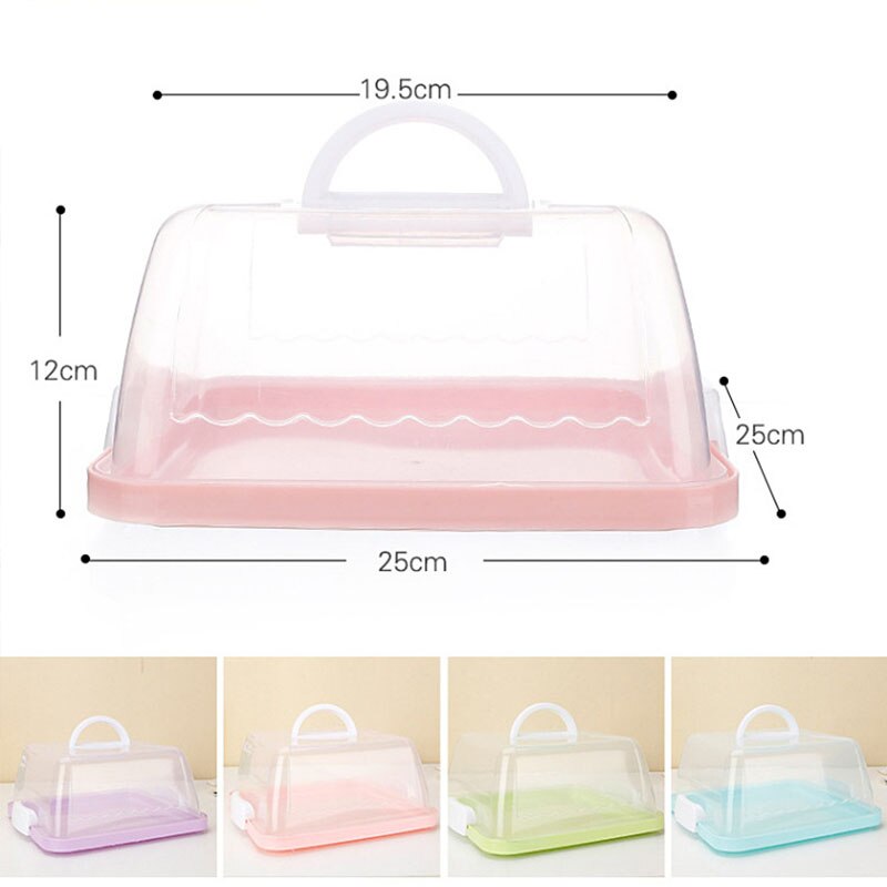 1pc 30X15cm Round Cake Carrier Handheld Plastic Pastry Storage Holder Dessert Container Cover Case Birthday Wedding Party case: 1pc Square Purple