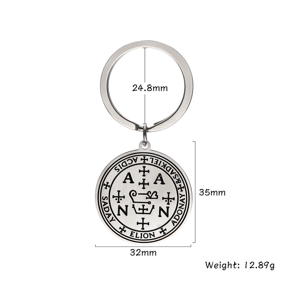 Mijn Vorm Sleutel van Salomo 316L Roestvrijstalen Eerste Tweede Vijfde Pentagram Van De Zon Jupiter Mars Wijsheid Amulet Sleutelhanger