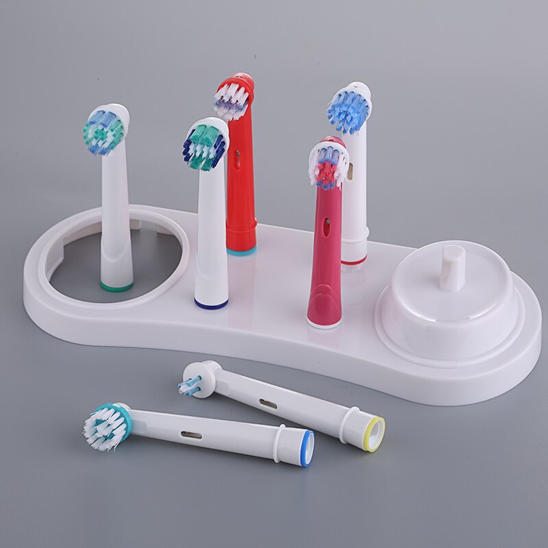 Soporte eléctrico para cepillos de dientes, Base blanca con orificio de cargador para Oral B 3709 3728 D18: Default Title
