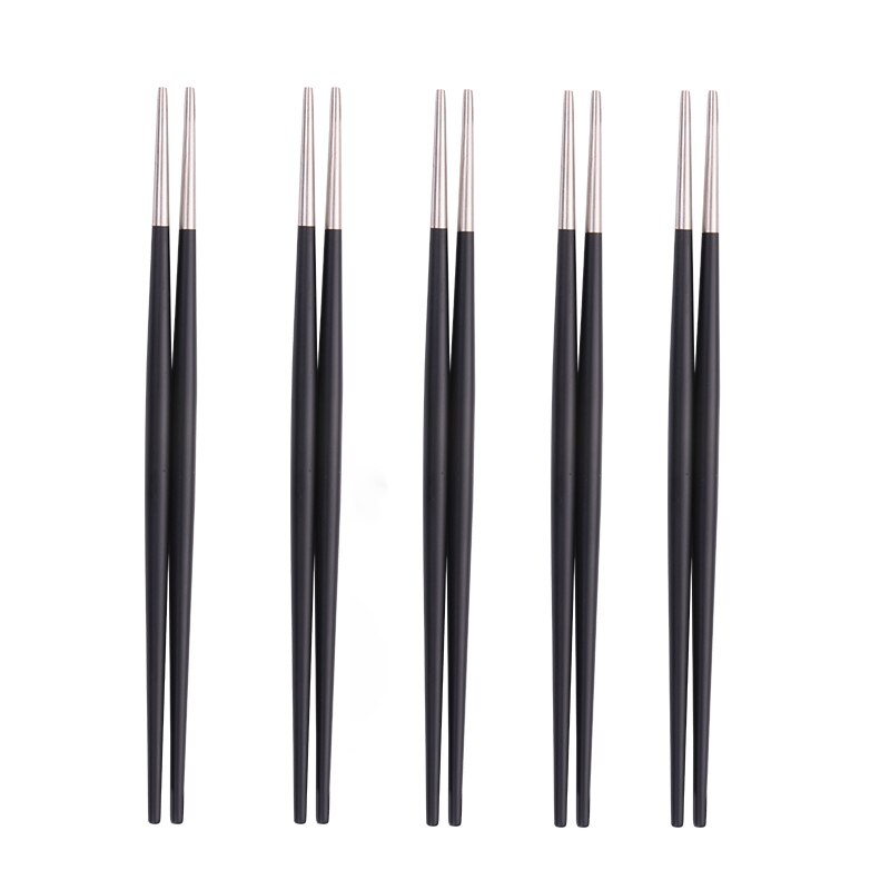 Stainless Steel Chopsticks Set 5pair Japanese Chop Sticks Multi Color Metal Chopsticks Reusable Food Sticks Sushi Hashi Baguette: black silver 5pair