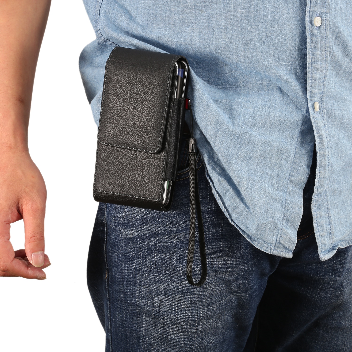 Fulaikate 2 Lagen Mannen Telefoon Tas Taille Mobiele Pouch Opknoping Op Riem Lanyard Card Pocket 5.5 "6.3" 6.5 "6.7" Universele Holster
