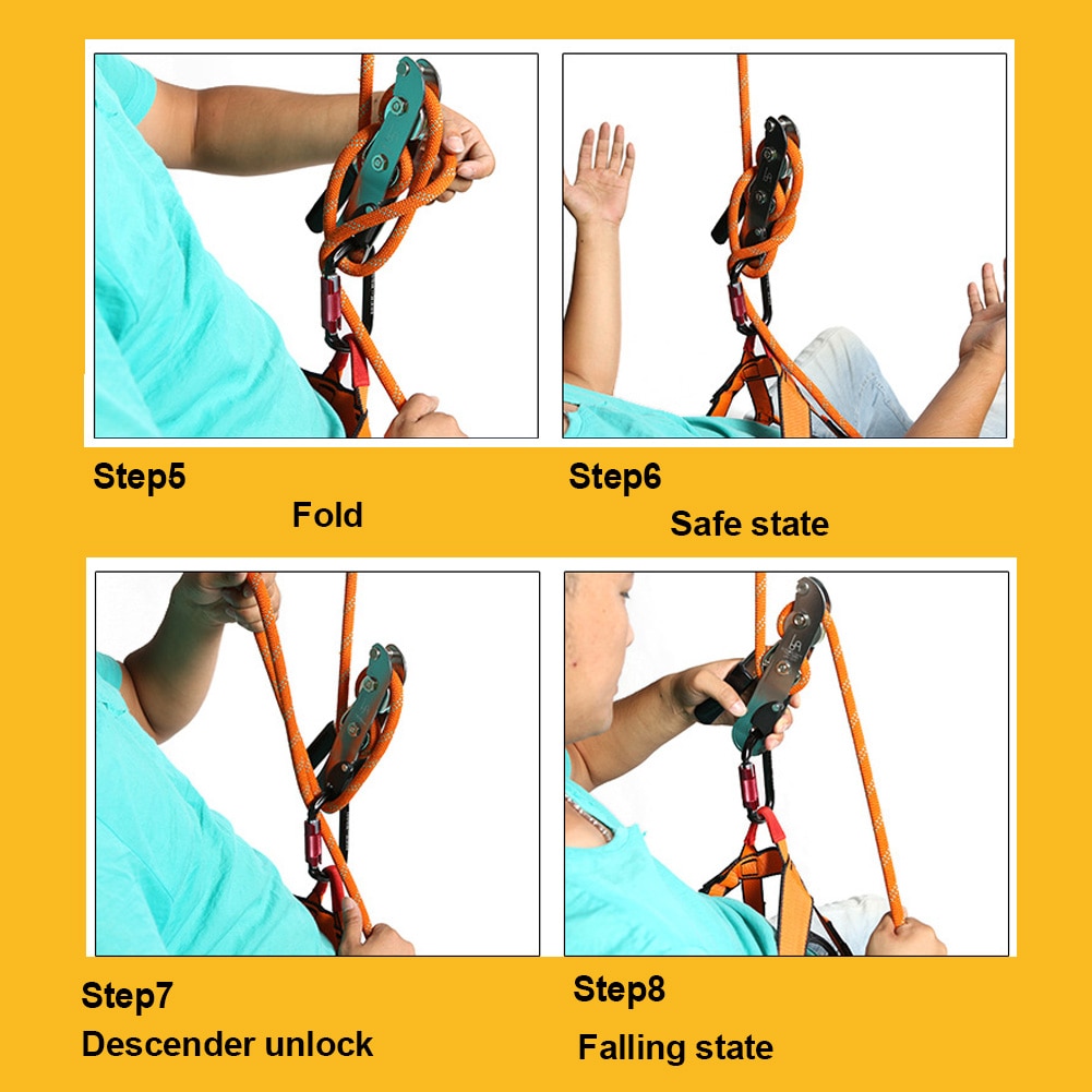 Outdoor Sport Rock Climbing Descent Device Handle-Control Downhill Descender Wall Cleaning Rappelling Brake Device