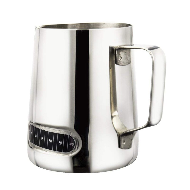 Milk Frothing Pitcher With Thermometer Stainless Steel 600ml Coffee Frothing Jug Home Kitchen Milk Cup