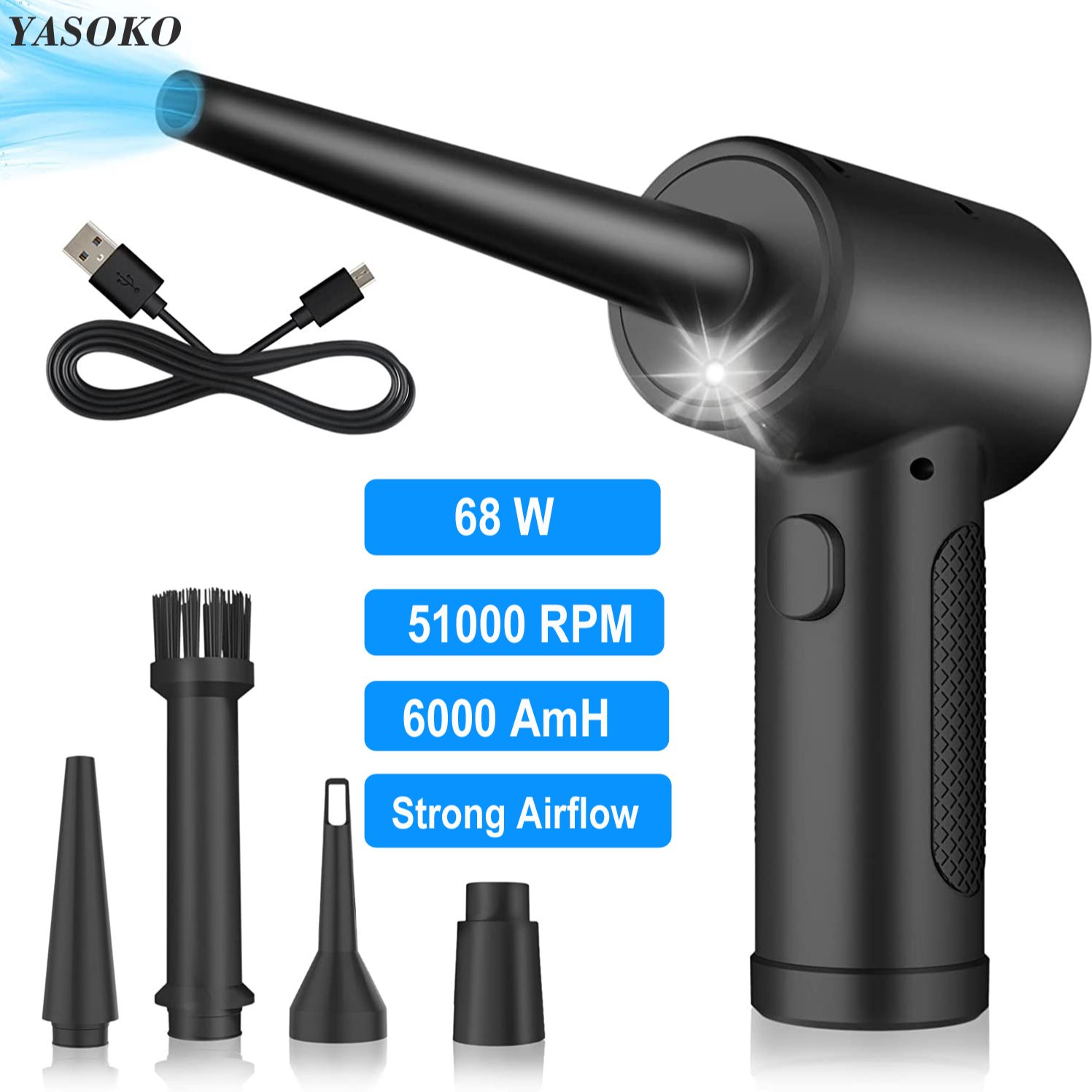 Compressed Air Duster for Keyboard Electric Air Blower Computer Cleaning Cordless Air Dust Cleaner for PC Crumbs Car