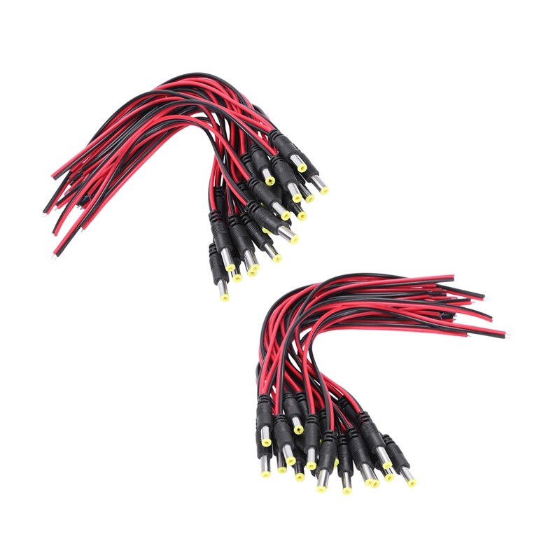 20 Pair 5.5 X 2.1Mm Female & Male DC Power Jack Plug CCTV Camera Power Connection Line
