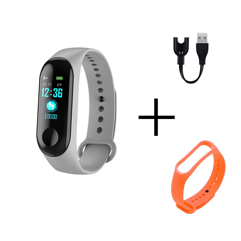 M3 Color Screen Men's Smartband Heart Rate Blood Pressure Mode Sleep Monitoring Multiple Reminders IOS Android Smart Watch: G orange