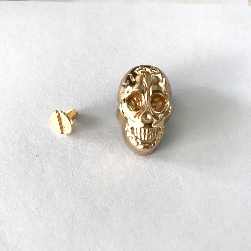 XUNZHE – vis tête de mort en alliage Punk, 10 pièces, Rivet pour bricolage, sac en cuir, chaussures, chapeaux, ceinture, décoration de vêtements: Gold skull