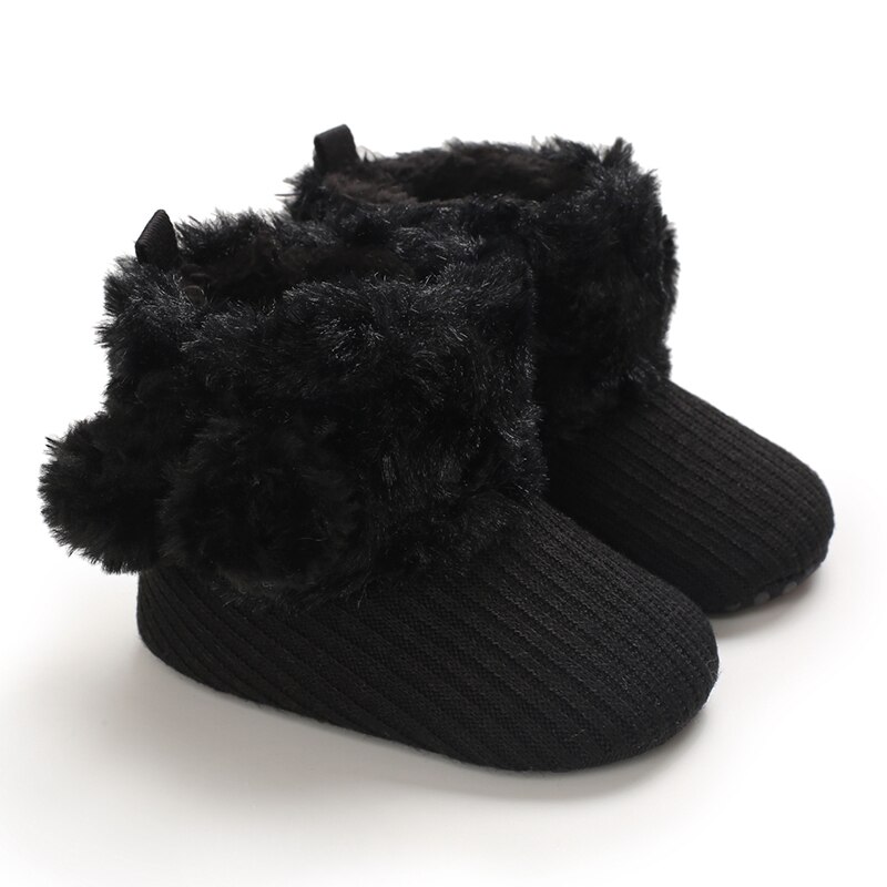 bébé automne hiver bottes bébé fille garçons hiver chaussures solide enfant en bas âge floue balles premiers marcheurs enfant chaussures 0-18M: D / 13-18 mois