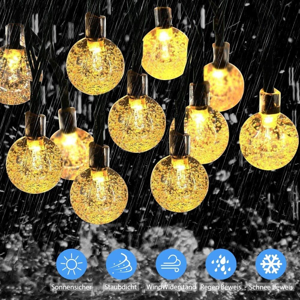 60 LED Solar Powered Bulbs String Lights Waterproof LED Fairy String Light For Outdoor Yard Garden Light Festival Decoration