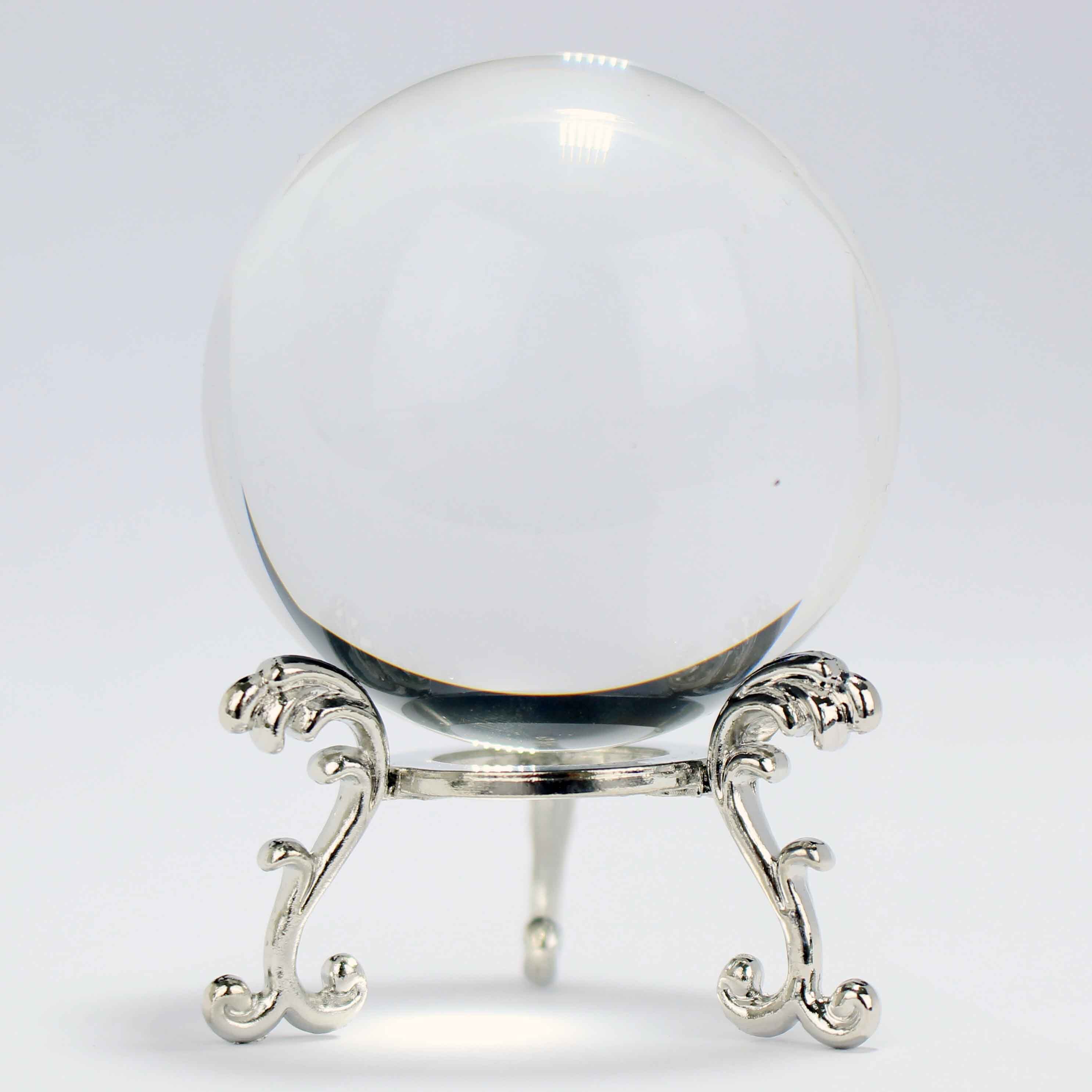 60/70/80Mm Crystal Ball Fotografie Fengshui Magic Glas Bal Home Decor Glas Sphere Bola De Cristal: 80mm / silver base