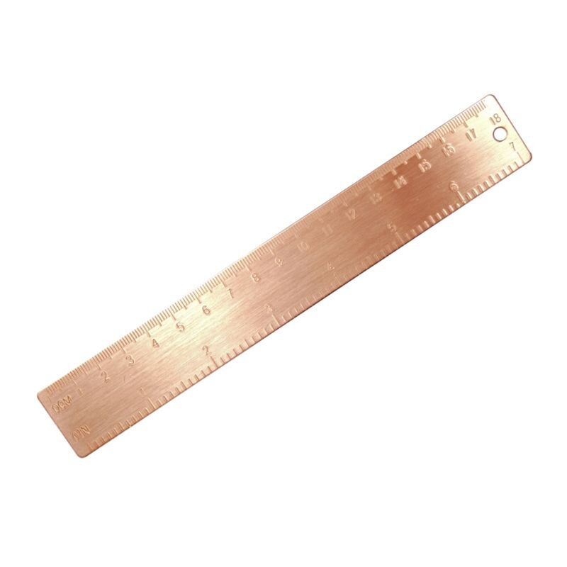 Vintage Copper Brass Straight Ruler Bookmark Cartography Painting Measuring Tool