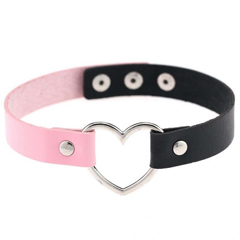 Collar de cuero con remaches Punk gótico para hombre y mujer, Gargantilla en forma de corazón, accesorios de joyería: 14