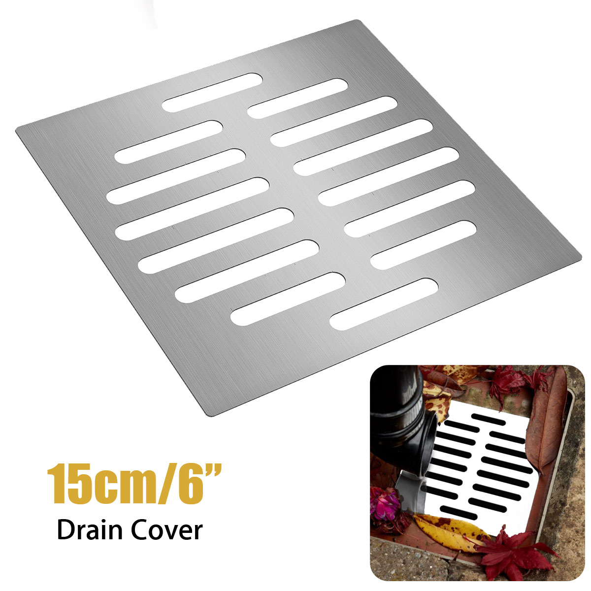 Xueqin Dusche Ablauf 15X15 cm Edelstahl Boden Ablauf Abdeckung Sieb Bad Bad Zubehör Garten Kanalisation Abdeckung