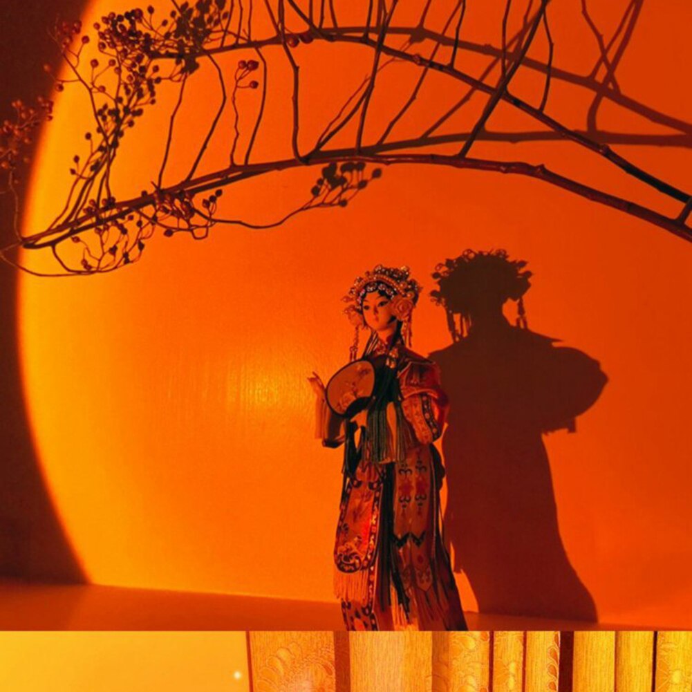 Proyector de luz Led de noche para niños y niñas, lámpara de escritorio con proyección de sol, color rojo atardecer, arcoíris, USB, decoración de pared del dormitorio