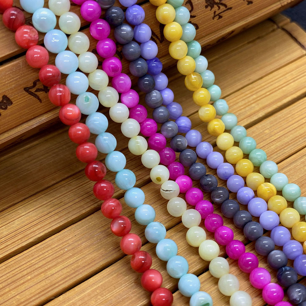 4mm gekleurde schelp kralen ronde losse kralen natuurlijke parelmoer schelp gespreide kralen sieraden maken DIY armband accessoires