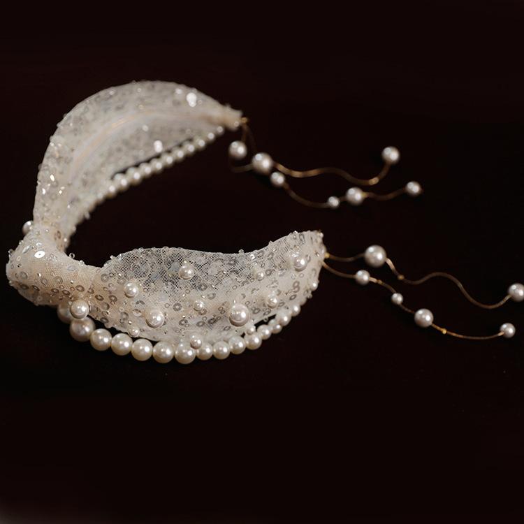 Joyería nupcial para el cabello, diadema de encaje con perlas, diadema dorada con corona, Tiaras para novia, tocado para mujer, accesorios para fiestas y bodas